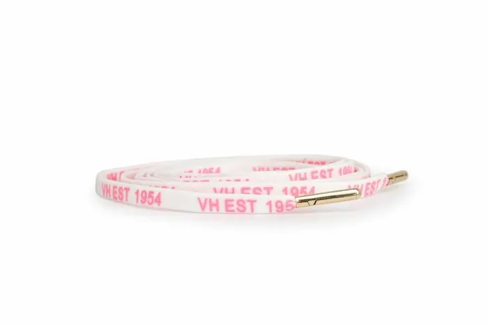 Women Vintage Havana Shoe Laces WHITE PINK GOLD TIP LACES Women Vintage Havana Shoe Laces WHITE PINK GOLD TIP LACES
