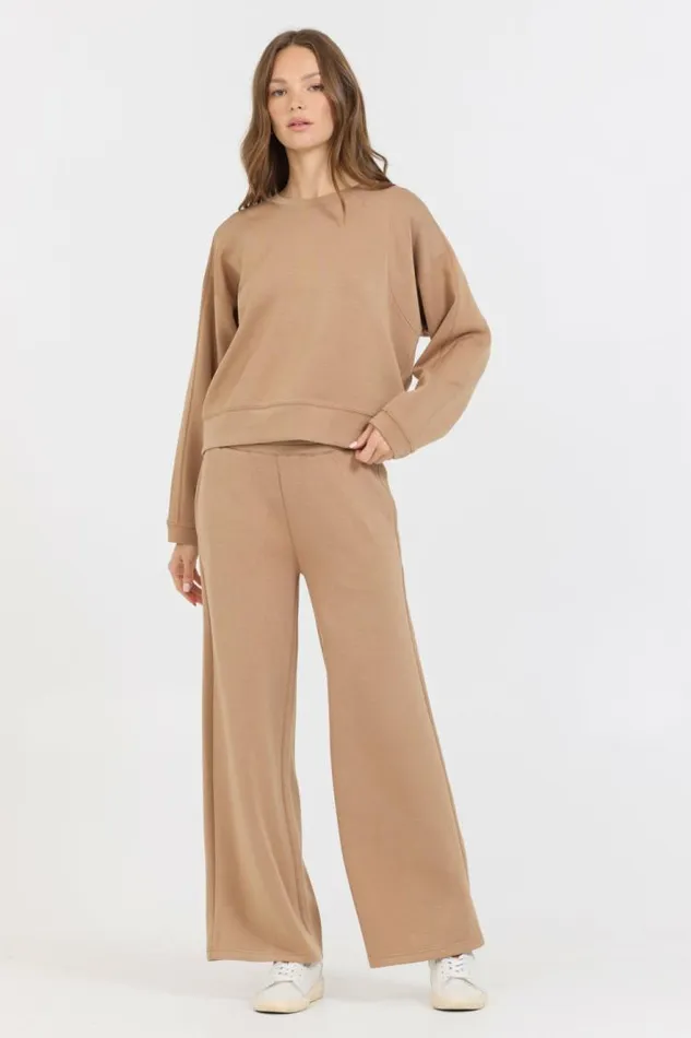 Women Vintage Havana Sweatshirts Caramel Cloud Fleece Crewneck Caramel