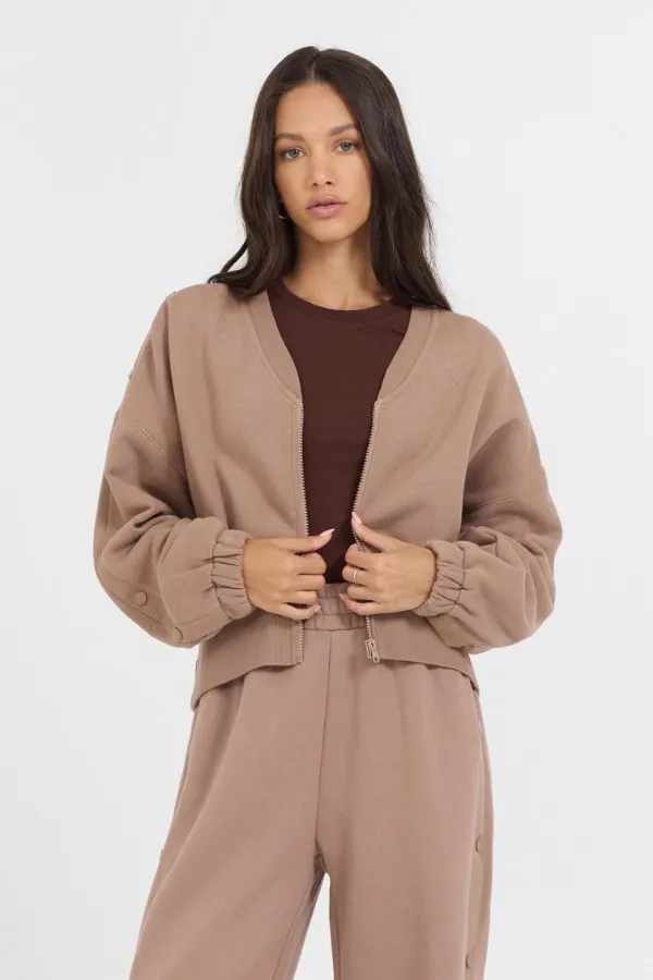 Women Vintage Havana Sweatshirts Caramel Latte Brushed Fleece Zip Up W Snap Sleeves Caramel Women Vintage Havana Sweatshirts Caramel Latte Brushed Fleece Zip Up W Snap Sleeves Caramel