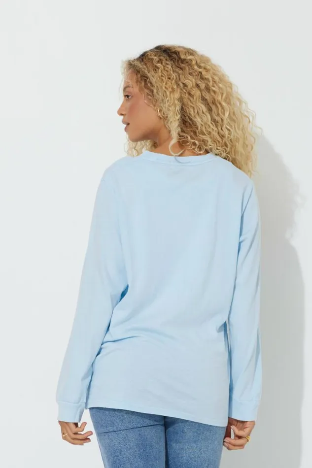 Women Vintage Havana Tees Sky Blue quotPickleball Clubquot Pigment Dyed Long Sleeve Tee Sky Blue