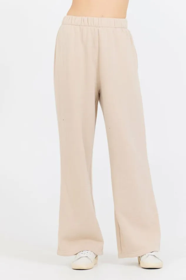 Women Vintage Havana Wide Leg Pants Vanilla Cream Cotton Blend Fleece Wide Leg Pant Cream Women Vintage Havana Wide Leg Pants Vanilla Cream Cotton Blend Fleece Wide Leg Pant Cream