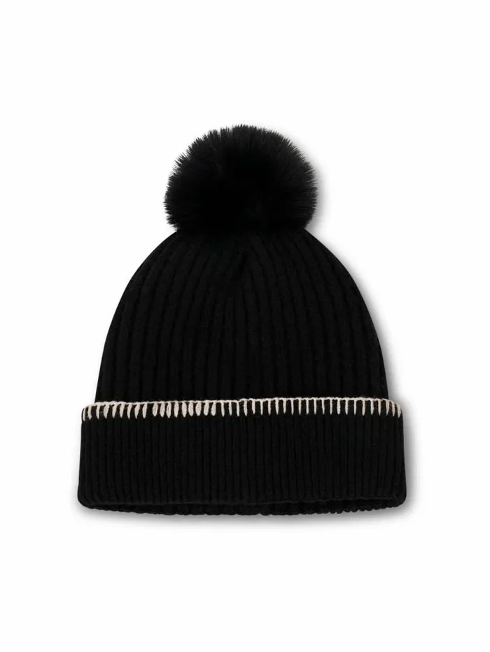 Women Vintage Havana Winter Hats RIBBED POMPOM BEANIE 8211 BLACKIVORY Blackivory Women Vintage Havana Winter Hats RIBBED POMPOM BEANIE 8211 BLACKIVORY Blackivory