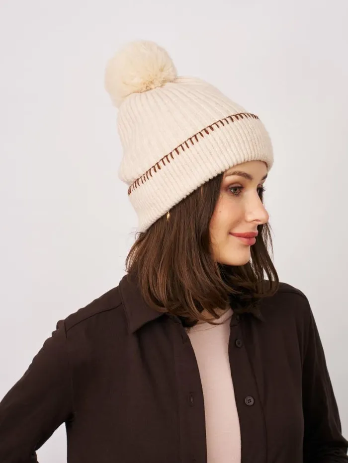 Women Vintage Havana Winter Hats RIBBED POMPOM BEANIE 8211 IVORYTAN Ivorytan Women Vintage Havana Winter Hats RIBBED POMPOM BEANIE 8211 IVORYTAN Ivorytan