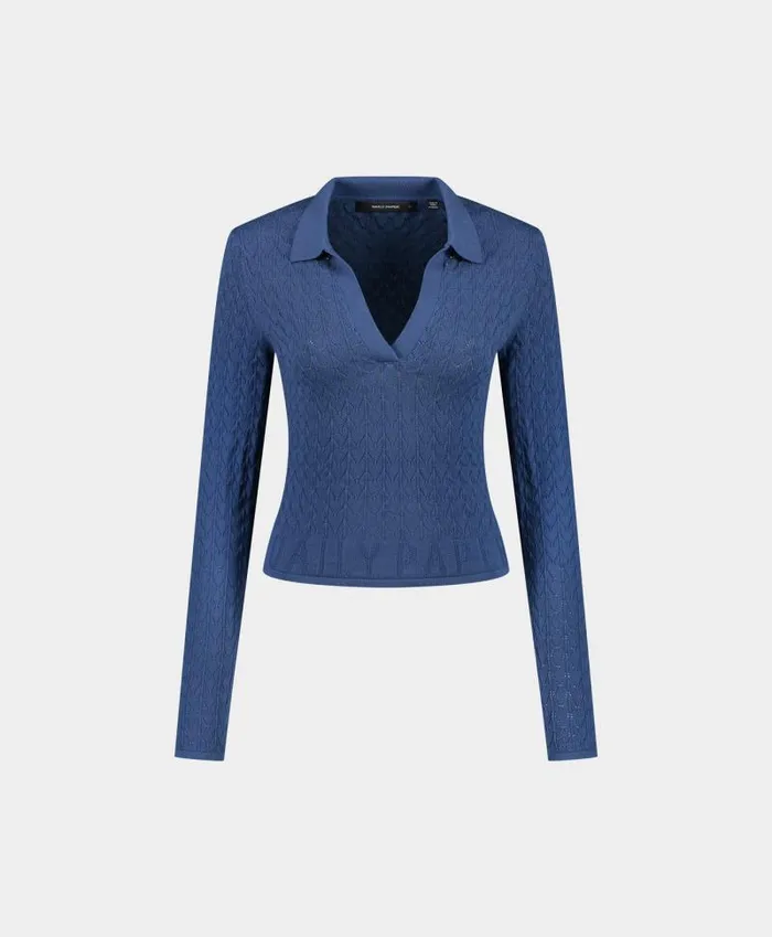 Women Vintage Indigo Ada Knit Longsleeve Polo Daily Paper Knitwear