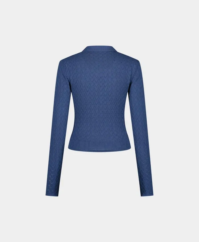 Women Vintage Indigo Ada Knit Longsleeve Polo Daily Paper Knitwear Women Vintage Indigo Ada Knit Longsleeve Polo Daily Paper Knitwear