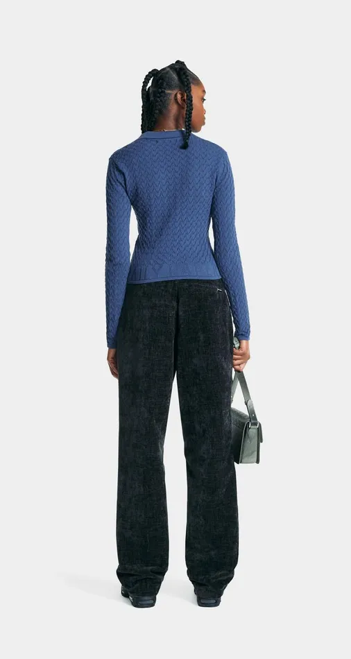 Women Vintage Indigo Ada Knit Longsleeve Polo Daily Paper Knitwear Women Vintage Indigo Ada Knit Longsleeve Polo Daily Paper Knitwear