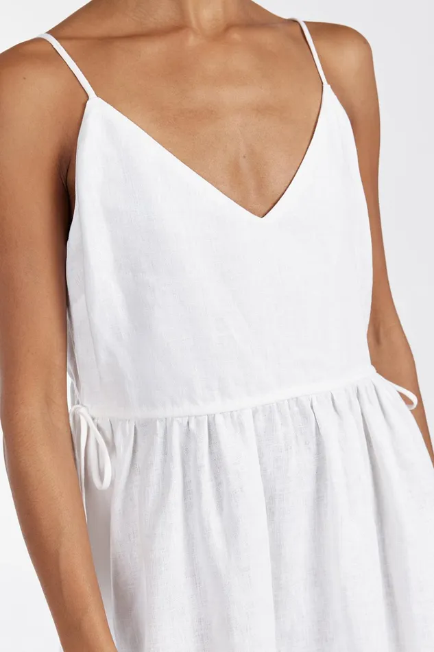 Women White Dresses DISSH MAURA WHITE LINEN MIDI DRESS