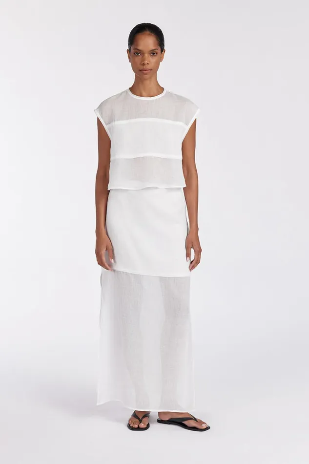 Women White Tops DISSH KAI WHITE RAMIE PANELLED TOP