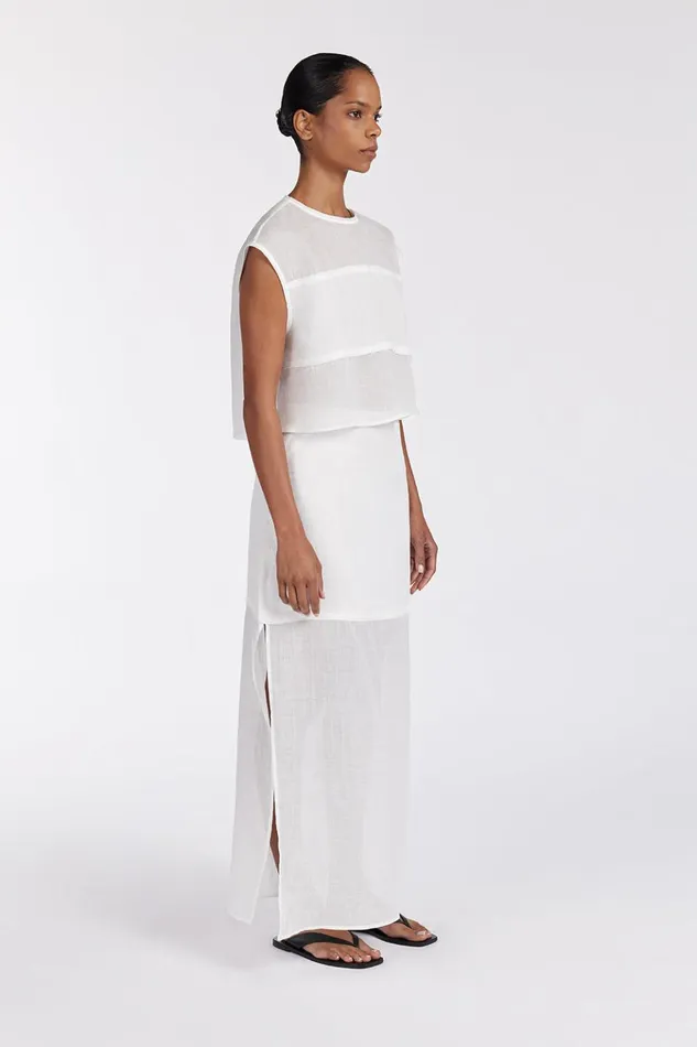 Women White Tops DISSH KAI WHITE RAMIE PANELLED TOP