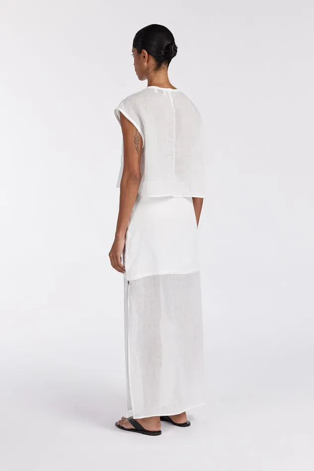 Women White Tops DISSH KAI WHITE RAMIE PANELLED TOP