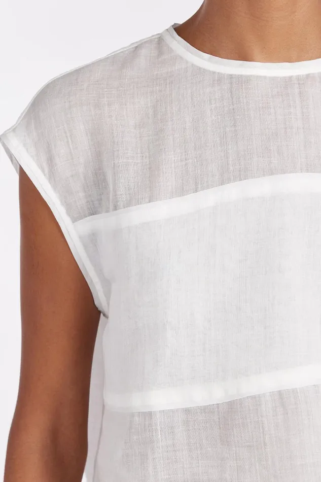 Women White Tops DISSH KAI WHITE RAMIE PANELLED TOP