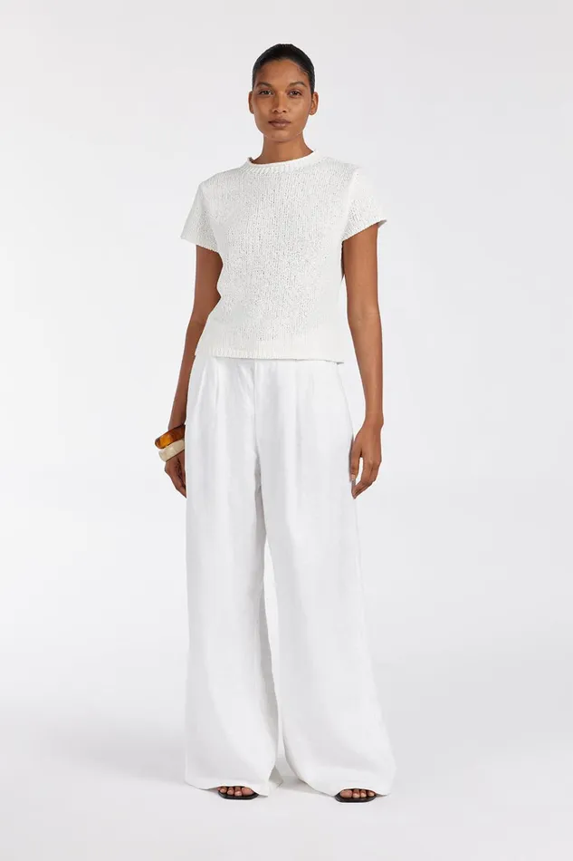 Women White Tops DISSH LEO OFF WHITE KNIT TOP