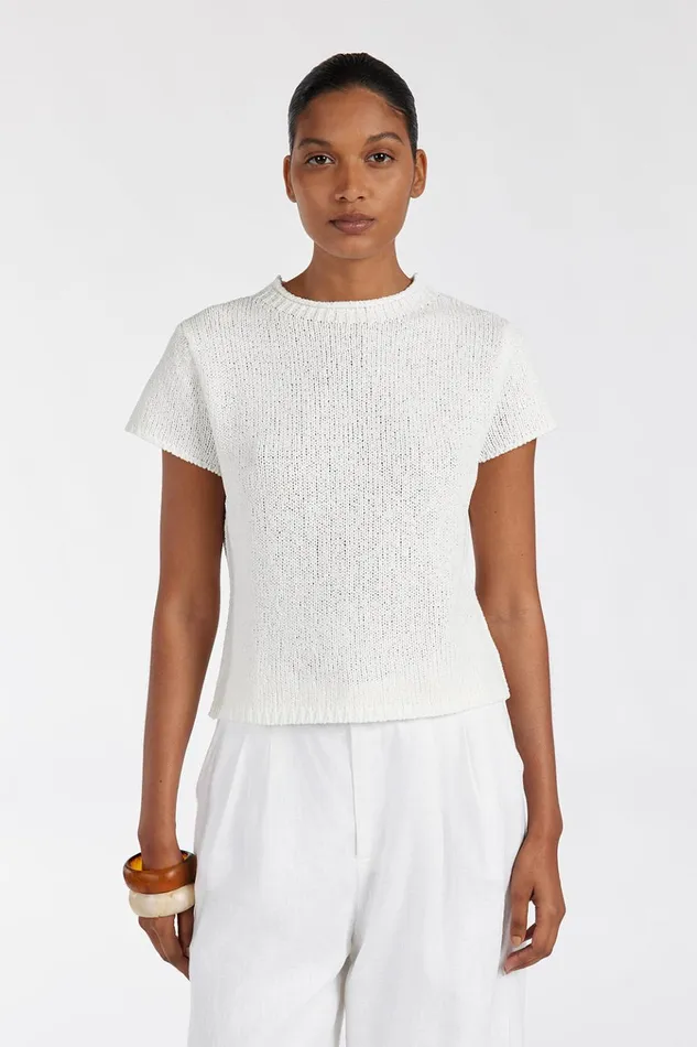 Women White Tops DISSH LEO OFF WHITE KNIT TOP