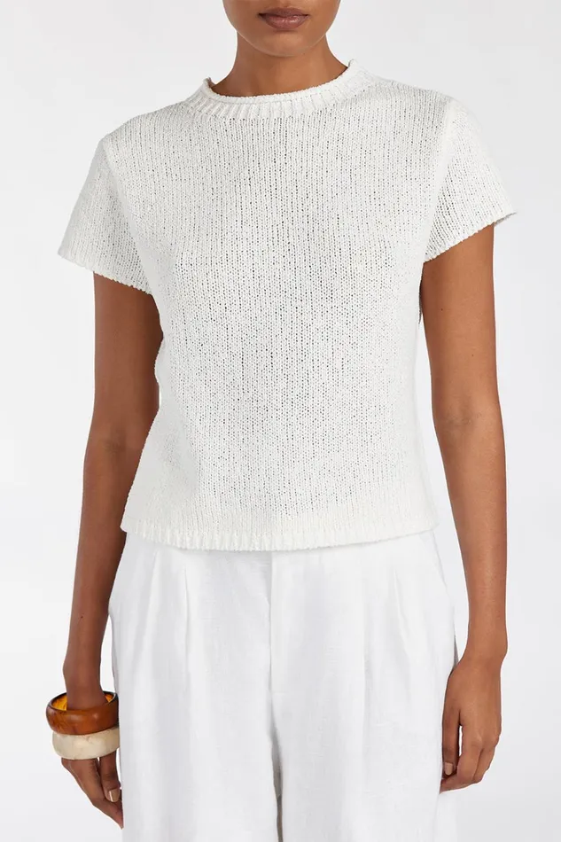 Women White Tops DISSH LEO OFF WHITE KNIT TOP