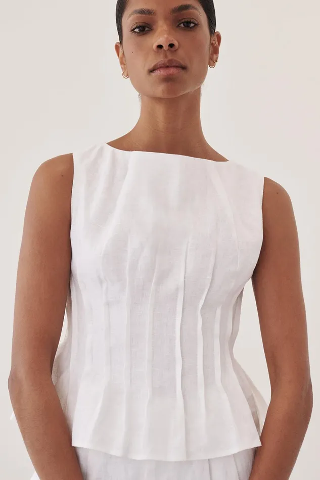 Women White Tops DISSH MANA WHITE PINTUCK TOP
