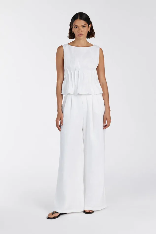 Women White Tops DISSH MANA WHITE PINTUCK TOP