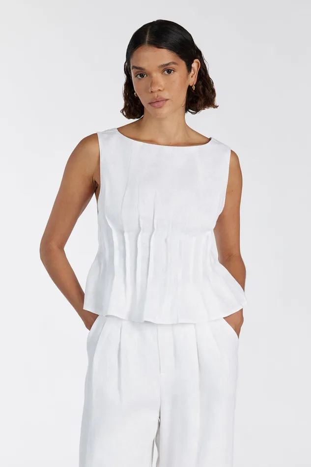 Women White Tops DISSH MANA WHITE PINTUCK TOP