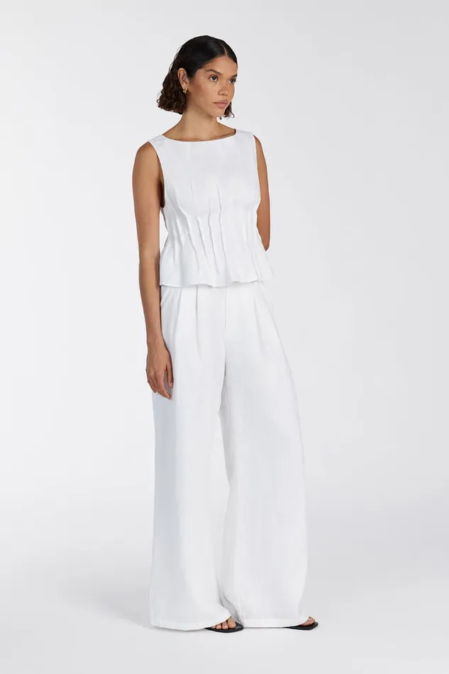 Women White Tops DISSH MANA WHITE PINTUCK TOP