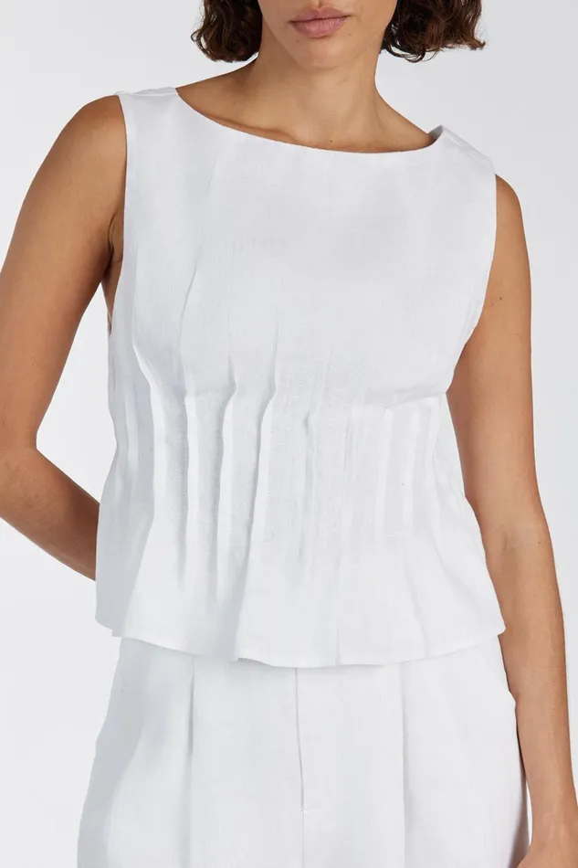 Women White Tops DISSH MANA WHITE PINTUCK TOP