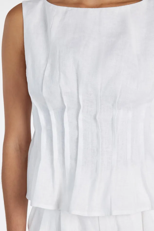 Women White Tops DISSH MANA WHITE PINTUCK TOP