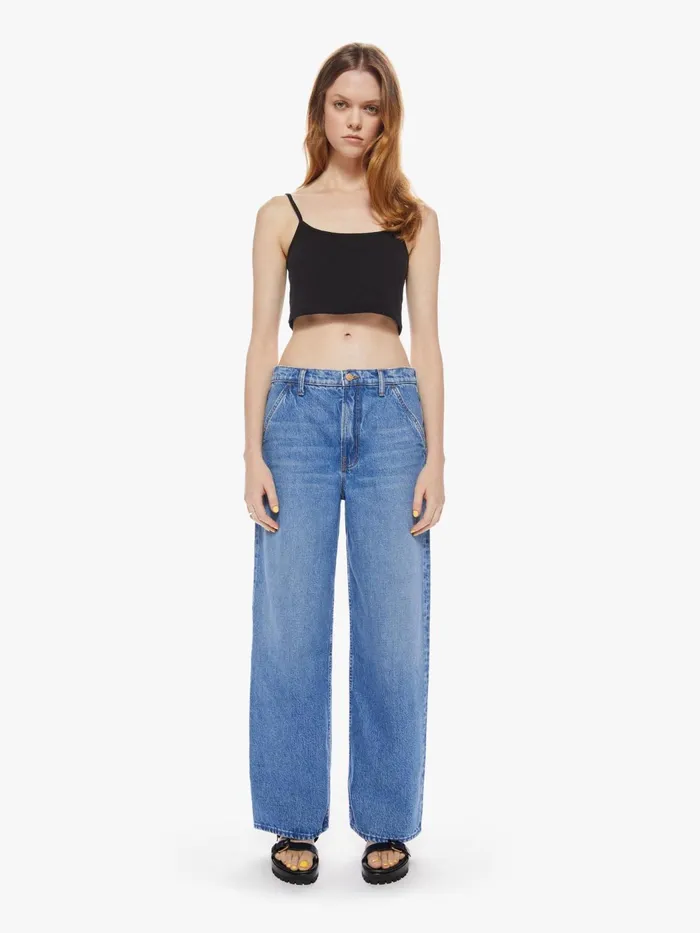 Women Wide Leg Mother Denim SNACKS The Fun Dip Utility Puddle Blue