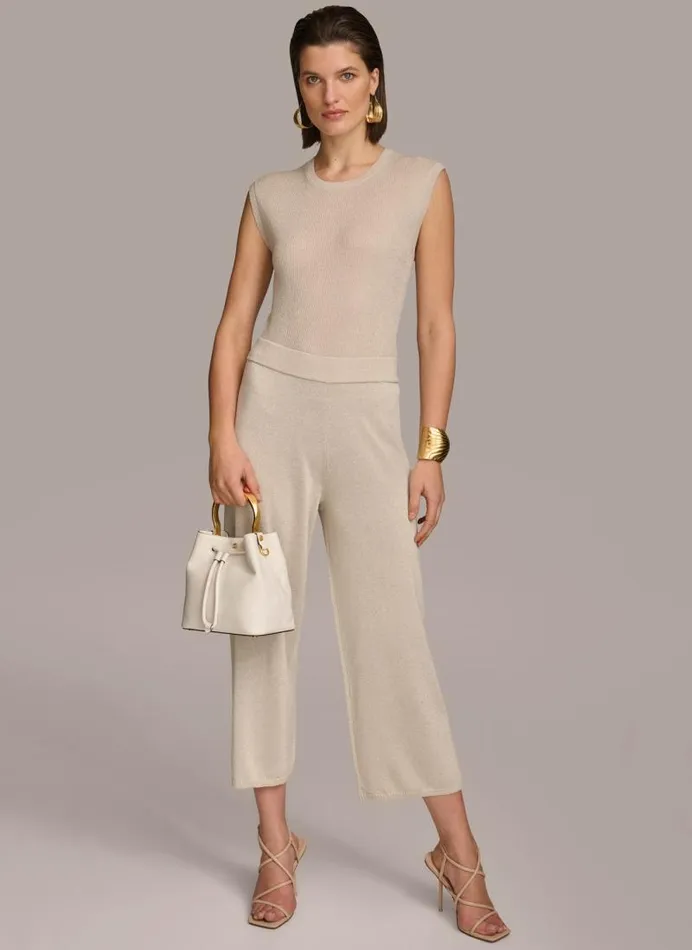 Women WIDE LEG SHIMMER PANT Sandsilver Donna Karan New York Pants Women WIDE LEG SHIMMER PANT Sandsilver Donna Karan New York Pants