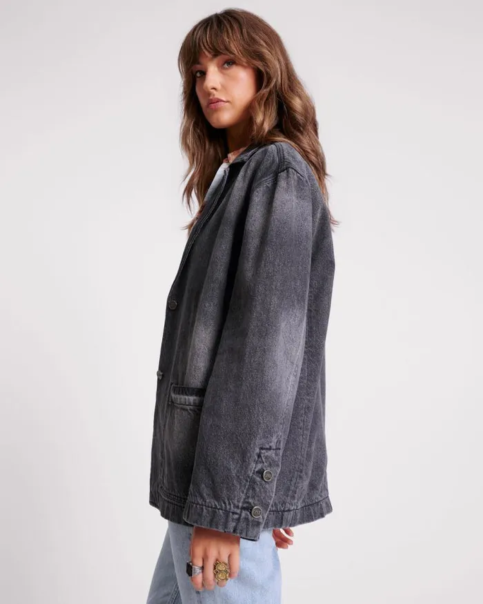 Women WORN BLACK DENIM BOYFRIEND BLAZER One Teaspoon Denim Jackets Women WORN BLACK DENIM BOYFRIEND BLAZER One Teaspoon Denim Jackets
