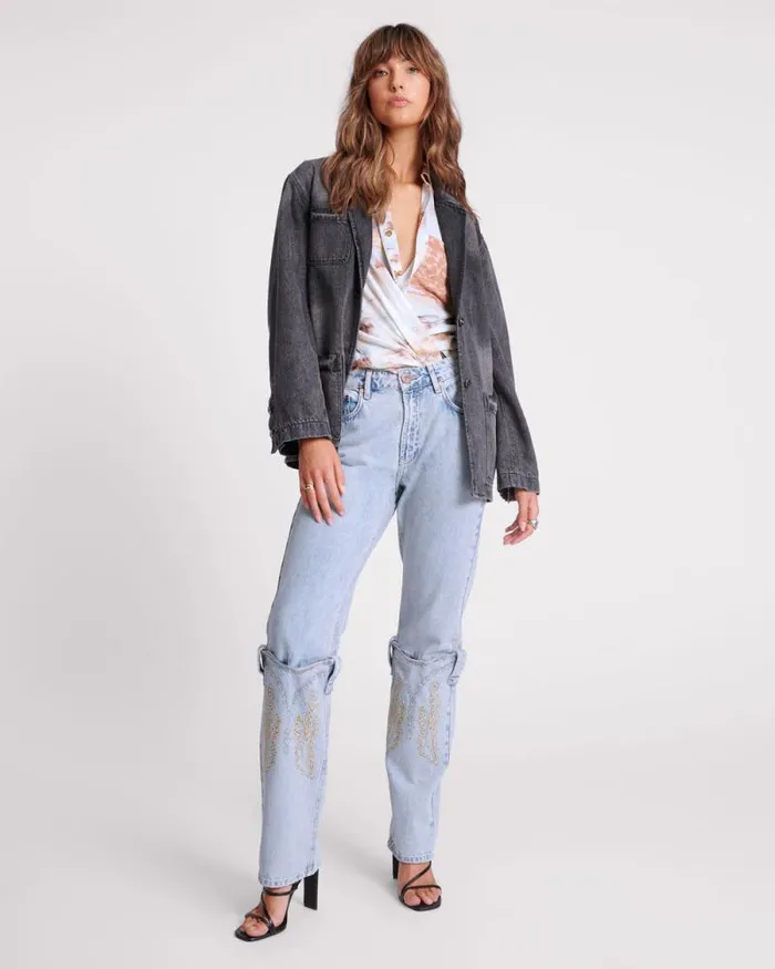 Women WORN BLACK DENIM BOYFRIEND BLAZER One Teaspoon Denim Jackets Women WORN BLACK DENIM BOYFRIEND BLAZER One Teaspoon Denim Jackets