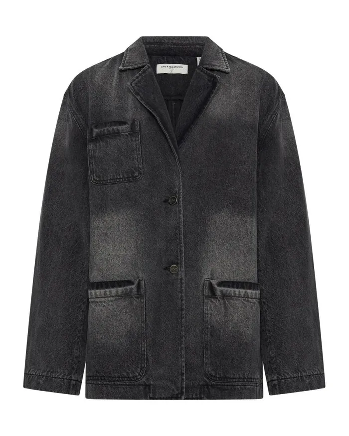 Women WORN BLACK DENIM BOYFRIEND BLAZER One Teaspoon Denim Jackets Women WORN BLACK DENIM BOYFRIEND BLAZER One Teaspoon Denim Jackets