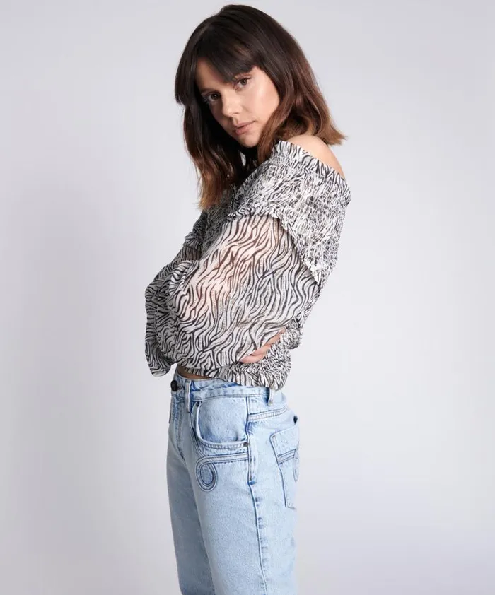 Women ZEBRA BARDOT CROSS OVER TOP One Teaspoon Tops Women ZEBRA BARDOT CROSS OVER TOP One Teaspoon Tops