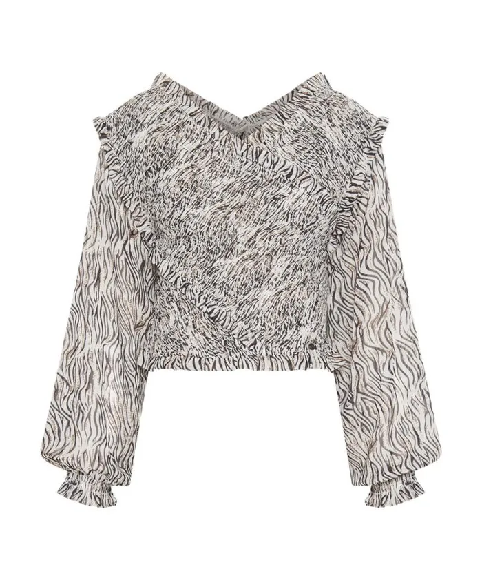 Women ZEBRA BARDOT CROSS OVER TOP One Teaspoon Tops Women ZEBRA BARDOT CROSS OVER TOP One Teaspoon Tops