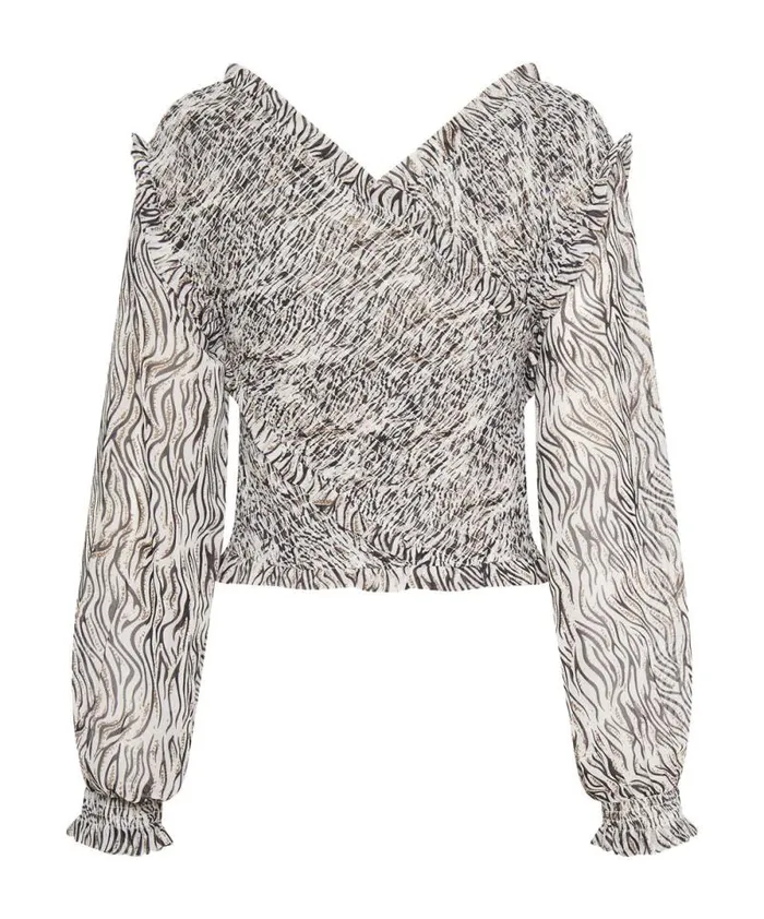 Women ZEBRA BARDOT CROSS OVER TOP One Teaspoon Tops Women ZEBRA BARDOT CROSS OVER TOP One Teaspoon Tops