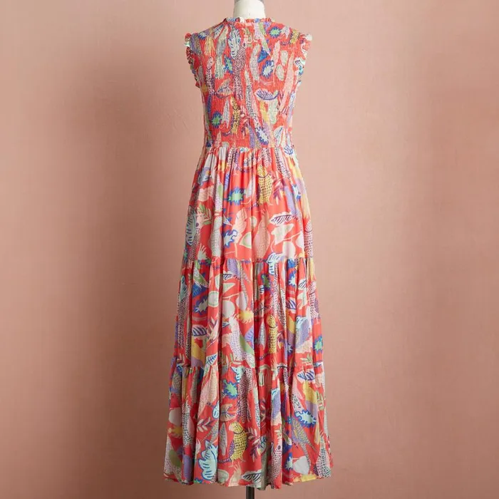 Women Zeta Smocked Dress Coral Sundance Catalog Dresses and Jumpsuits Women Zeta Smocked Dress Coral Sundance Catalog Dresses and Jumpsuits