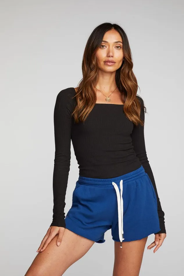 Womens Chaser Brand Bottoms Cotton Fleece Shorts With Shoestring Tie