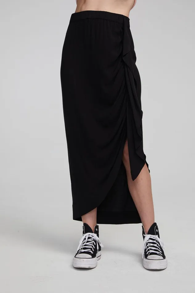 Womens Chaser Brand Bottoms Lindsay Shadow Black Midi Skirt