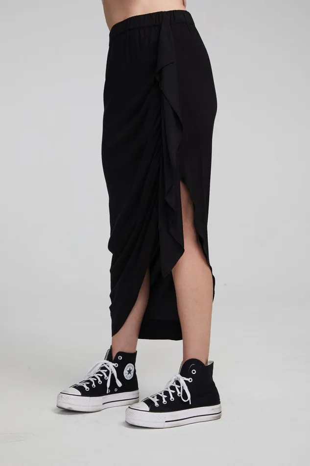 Womens Chaser Brand Bottoms Lindsay Shadow Black Midi Skirt