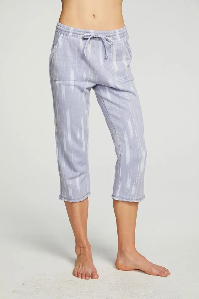 Womens Chaser Brand Bottoms Linen French Terry Cropped Relaxed Raw Edge Jogger