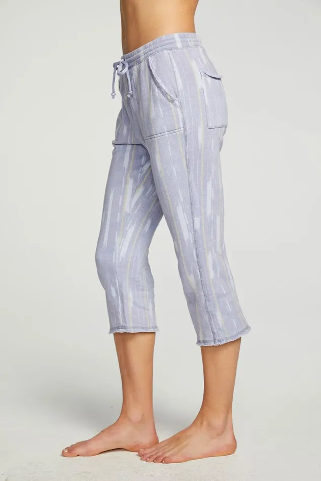 Womens Chaser Brand Bottoms Linen French Terry Cropped Relaxed Raw Edge Jogger