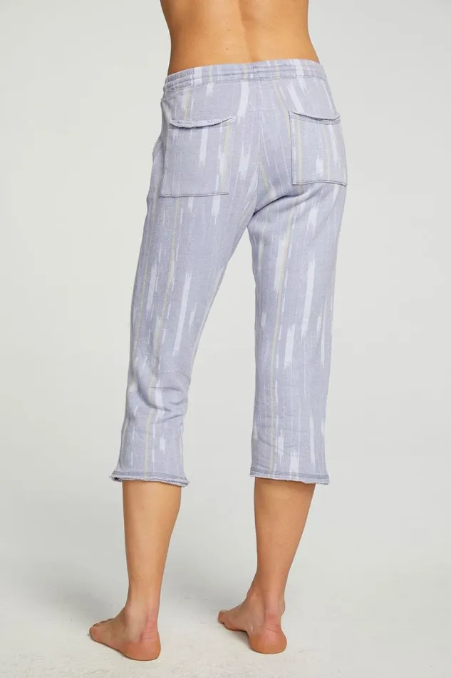 Womens Chaser Brand Bottoms Linen French Terry Cropped Relaxed Raw Edge Jogger