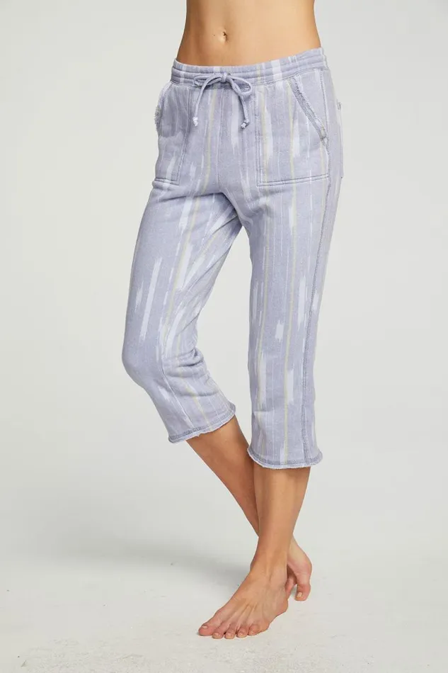 Womens Chaser Brand Bottoms Linen French Terry Cropped Relaxed Raw Edge Jogger