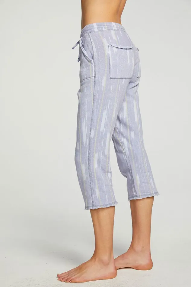 Womens Chaser Brand Bottoms Linen French Terry Cropped Relaxed Raw Edge Jogger