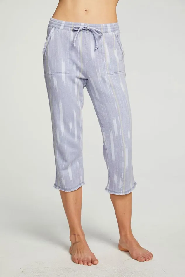 Womens Chaser Brand Bottoms Linen French Terry Cropped Relaxed Raw Edge Jogger