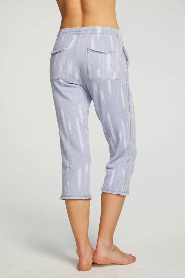 Womens Chaser Brand Bottoms Linen French Terry Cropped Relaxed Raw Edge Jogger
