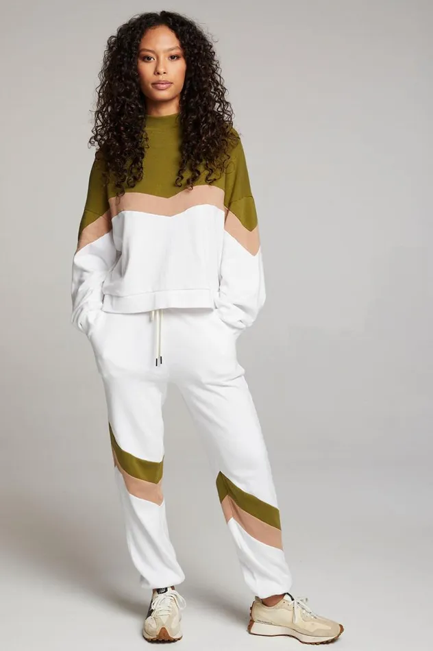 Womens Chaser Brand Bottoms Skull Sand Color Block Joggers