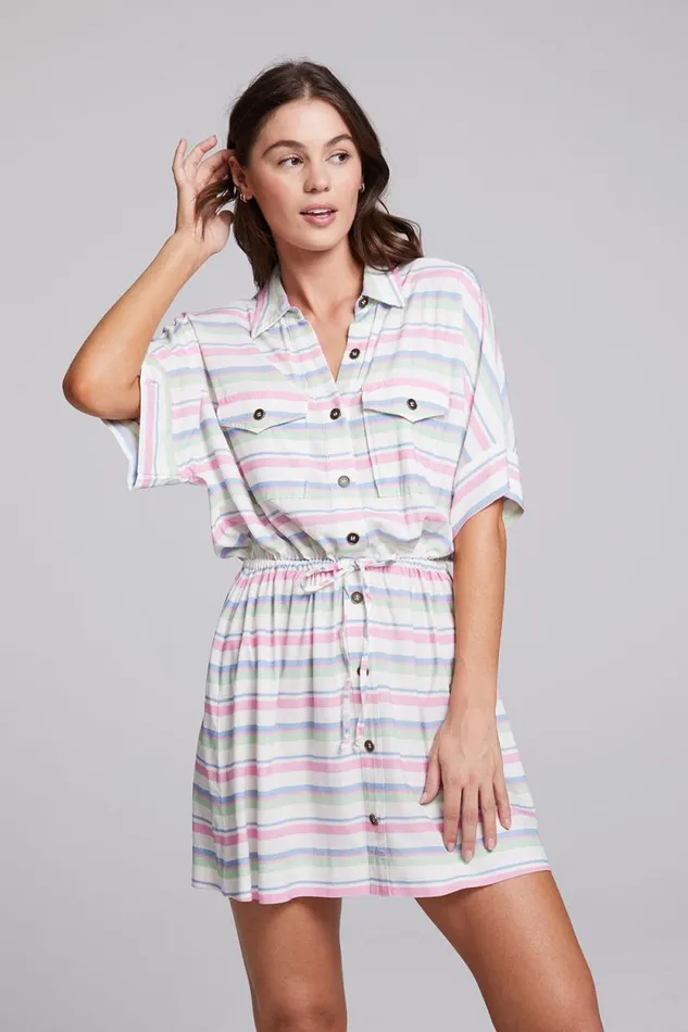 Womens Chaser Brand Dresses Carmela Positano Stripe Mini Dress