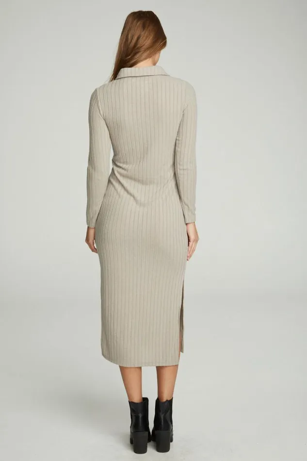 Womens Chaser Brand Dresses Long Sleeve Button Down Collar Dress