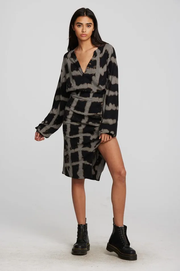 Womens Chaser Brand Dresses Recycled Vintage Rib Midi Dress With Shirring And Side Slit