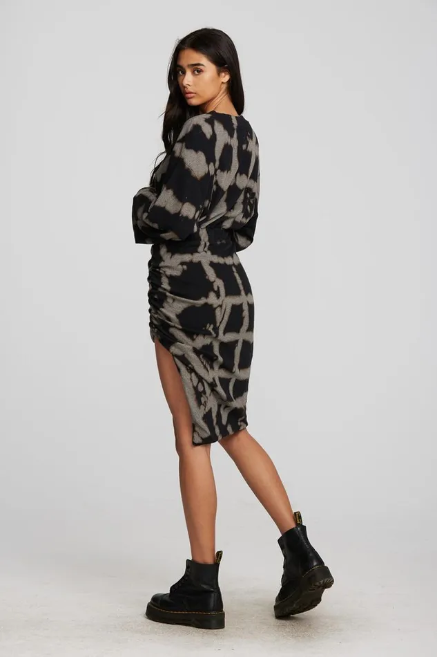 Womens Chaser Brand Dresses Recycled Vintage Rib Midi Dress With Shirring And Side Slit