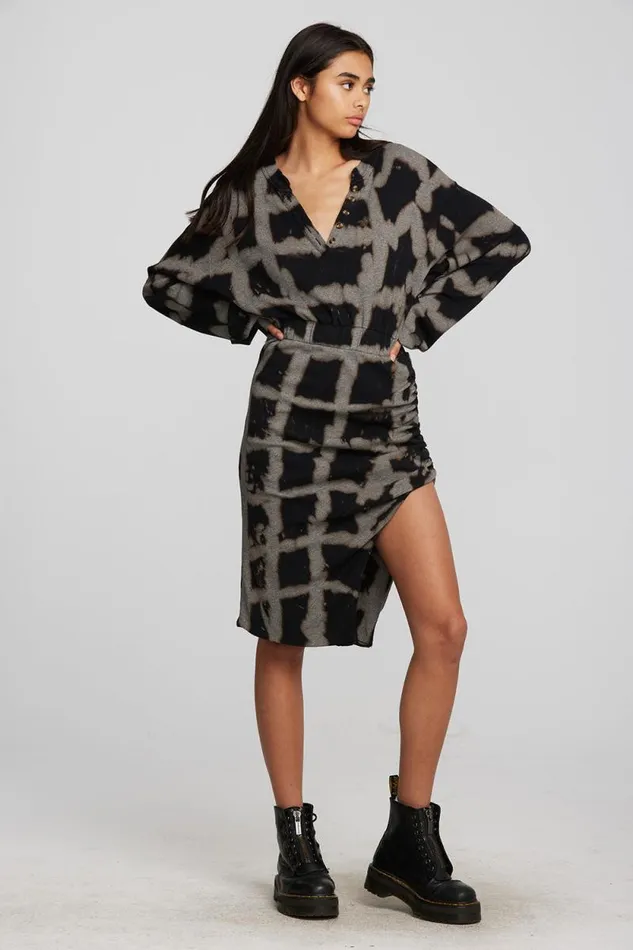 Womens Chaser Brand Dresses Recycled Vintage Rib Midi Dress With Shirring And Side Slit