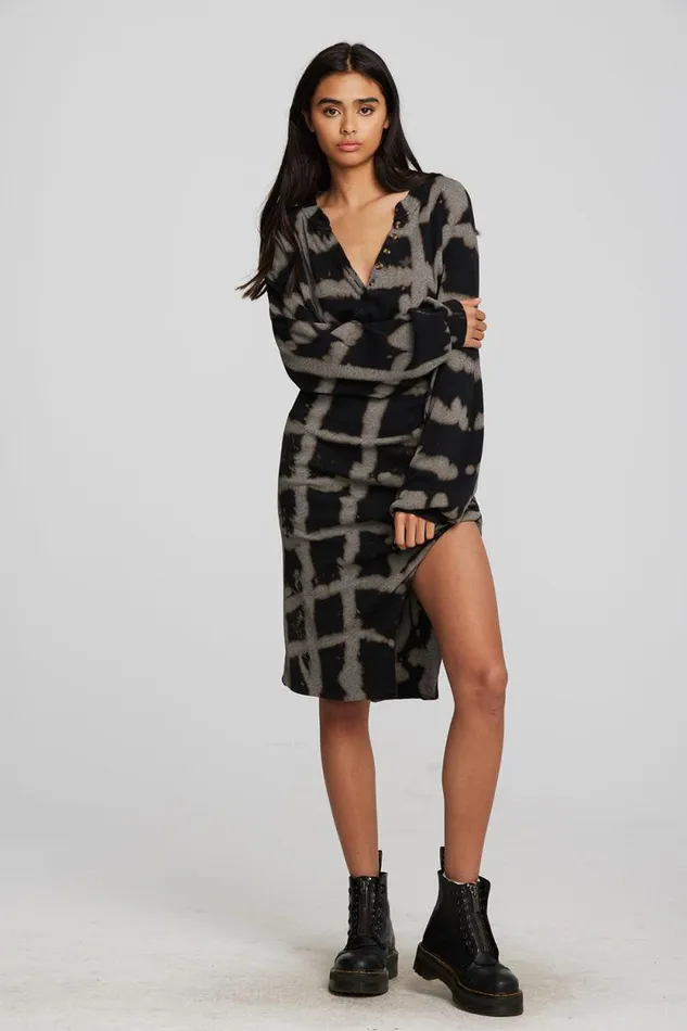 Womens Chaser Brand Dresses Recycled Vintage Rib Midi Dress With Shirring And Side Slit